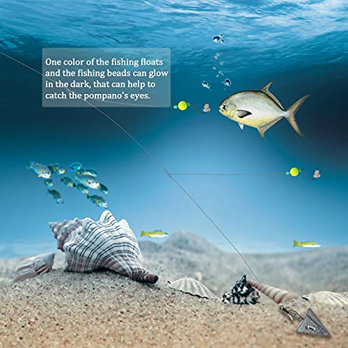 Dovesun 220/104/80/60/54/52/42pcs Pompano Rig Floats for Surf Fishing Foam Bobbers for Fishing Fly Fishing Bobbers Floats Bright Color Kit/Round/Cylindrical/Heart/Bullet/Pill/Spin Shape - color: Kit-220pcs