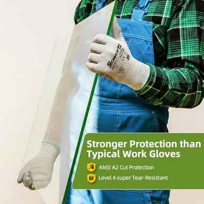 Schwer 6 Pairs ANSI A2 Cut Resistant Work Gloves with Certified Level 6 Ultra Abrasion Resistance, Safety Gloves with Grip for General Use, Construction, Gardening, Mechanic, 3D-Comfort, LT5636, M - size: Medium, style: 6 Pairs