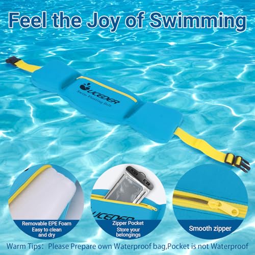 Swim Belt for Adults, Adjustable Flotation Belt,Water Aerobics Belt with Zippered Pocket,3-Section EPE Swimming Buoyancy Belt,Pool Exercise Equipment for Cross Training, Aqua Jogging - size: Medium