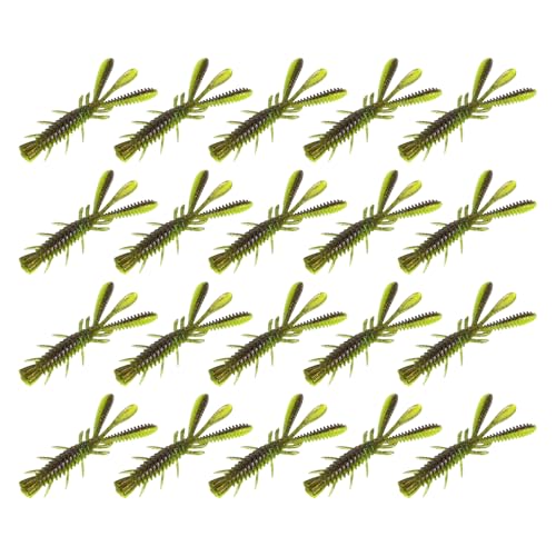 20PCS Fishing Crawfishes Lure Soft Shrimp Baits Lure Artificial Lure Swimbait Soft Lures for Freshwaters Saltwater - color: Dark green 6cm