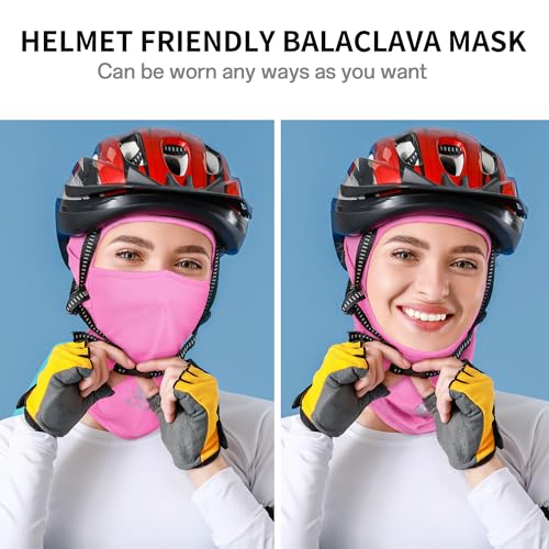 Balaclava Ski Mask, Sun UV Protection Breathable Full Head Face Mask for Men Women Skiing Cycling - color: Pink
