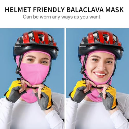Balaclava Ski Mask, Sun UV Protection Breathable Full Head Face Mask for Men Women Skiing Cycling - color: Pink