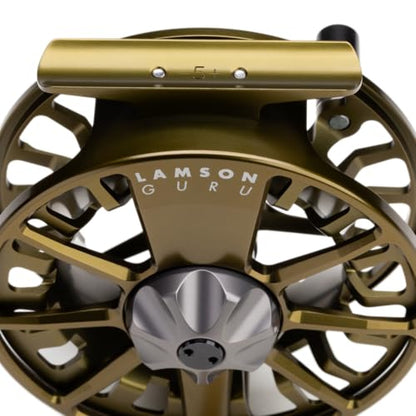 LAMSON | Guru S-Series -3+ Fly Fishing Reel | All-Water | Large Arbor, Fully CNC Machined/Anodized, Lightweight Durability - color: Olive Green, size: -9+