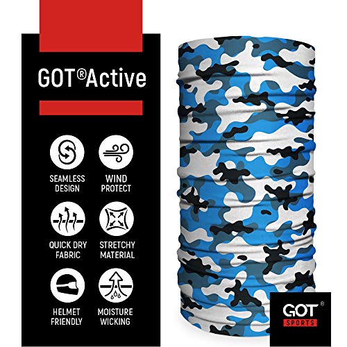 Fishing Face Mask Neck Gaiter - UV Sun Protection Cover for Men Women | Moisture-Wicking, Quick-Drying, Lightweight, Camo Design, Multi-Style Headwear, SPF Sun Shield - color: Jigsaw Blue Camo