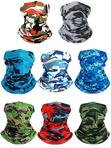 SATINIOR Summer Camo Neck Gaiter UV Protection Cooling Face Mask Sun Hood Bandanas for Men Women Sunscreen Breathable Bandana - style: Camo Style