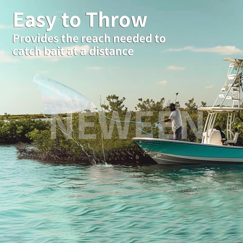 Neween Cast Net for Fishing with Shrimp Cage, American Freshwater Saltwater 3/4/5/6/7/8/9/10Ft Radius Casting Net Bait Trap Fish, Heavy Duty Zinc Sinker, 3/8 Inch Mesh Size - style: 8ft (240cm) Radius
