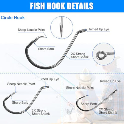 Fishing Hooks and Sinkers Assortment 110pcs Snap Swivels Octopus Circle Hooks Sinkers Bobbers Assortment Fishing Terminal Tackle Starter Kit