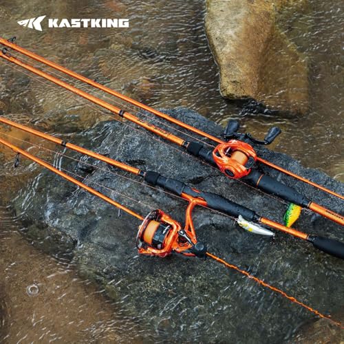 KastKing Lethal Blaze Twin-Tip Fishing Rods, IM6 Graphite Blanks Casting & Spinning Rods, 2-Piece Rod with Extra Tip, PTS Power Transition System, Ideal for Bass, Freshwater & Inshore Fishing - size: 7'2''- MH (2pcs + Extra Tip), style: Cast