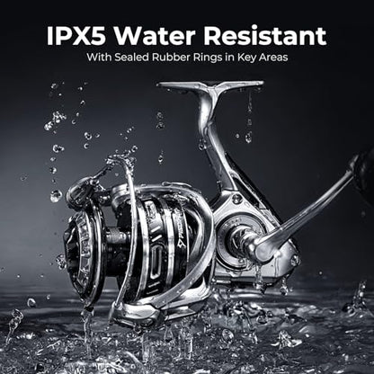 Piscifun NautiX Spinning Reel, Aluminum Spinning Fishing Reel, CNC Aluminum Gear, 33LBs Max Drag, 8+1 Sealed BB, 6.0:1/5.4:1 Gear Ratio, Smooth Powerful Freshwater Saltwater Reel - size: 3000