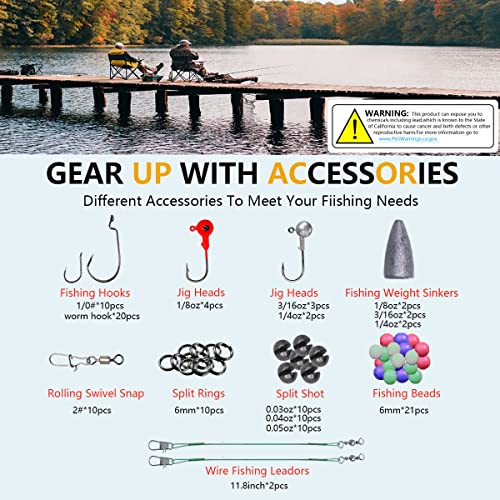 Fishing Lures Kit Set, Baits Tackle Including Crankbaits, Topwater Lures, Spinnerbaits, Worms, Jigs, Hooks, Tackle Box and More Fishing Gear Lures for Bass Trout - color: 145Pcs Fishing Lures Kit