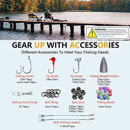 Fishing Lures Kit Set, Baits Tackle Including Crankbaits, Topwater Lures, Spinnerbaits, Worms, Jigs, Hooks, Tackle Box and More Fishing Gear Lures for Bass Trout - color: 145Pcs Fishing Lures Kit