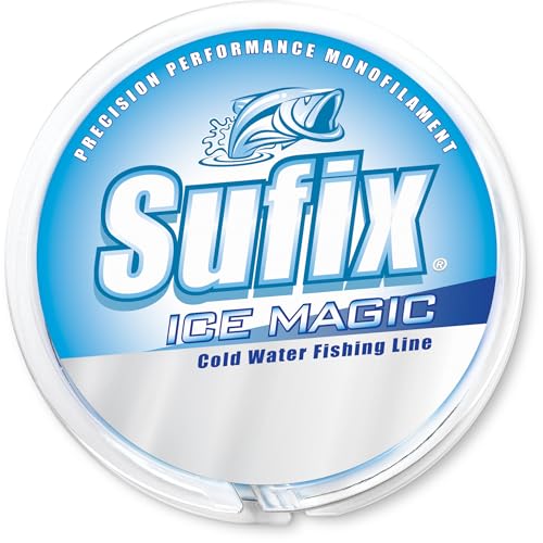 Sufix Ice Magic Fishing Line, Low-Temperature, All-Purpose Ice Fishing Monofilament for Smooth Handling and Cold-Weather Performance, 1 LB, Glacier Blue