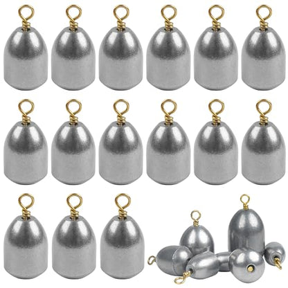 Fishing Weights Sinkers Kit,15pcs Bass Casting Sinkers Weights Bell Sinkers Iron Fishing Weights with Ring Drop Shot for Saltwater Freshwater 1/8oz-1oz - size: 3/16oz-15pcs