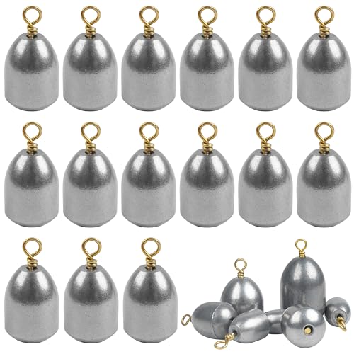 Fishing Weights Sinkers Kit,15pcs Bass Casting Sinkers Weights Bell Sinkers Iron Fishing Weights with Ring Drop Shot for Saltwater Freshwater 1/8oz-1oz - size: 1/4oz-15pcs
