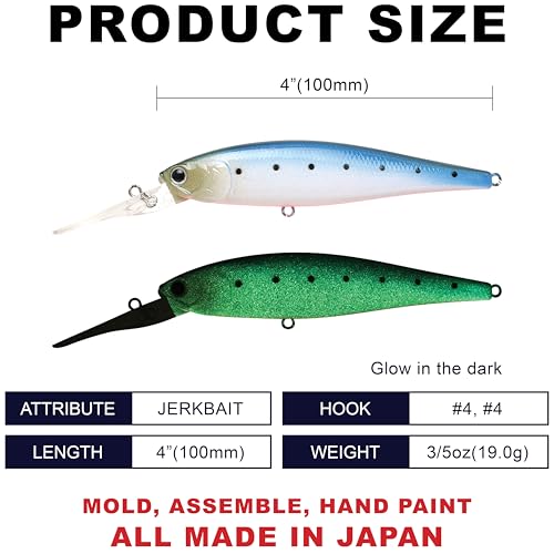 LUCKY CRAFT Pointer 100DD-S, Saltwater Surf Fishing Lures, Jerkbait, Halibut, Surf Perch, Calico Bass, White Seabass, Striped Bass, Sinking, Fishing Gear - color: 748 Super Glow Cherry Dine