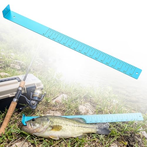 Zonon 1/8" x 2'' x 24" Fish Measuring Board Anodized Aluminum Fish Ruler Aqua Blue Corrosion Resistant Boat Measuring Tool for Fishing Competition Fresh and Salt Water - color: Blue, size: 1/8" X 2" X 24"