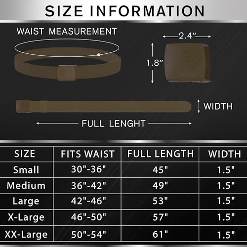 TECEUM Tactical Belt – Heavy-Duty & Quick Release – Military, Work, Rigger, Duty & Utility Belt for Men - color: Buckle 2 - Brown, style: Small-for Waist 30"-36" (Length 45")