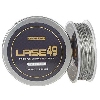 50M 44lb/70lb Test Stainless Steel Fishing Wire - 7x7 Strands, 0.6mm/0.8mm Trace Coating, Jigging Line - color: 0.6mm-44lb-50M