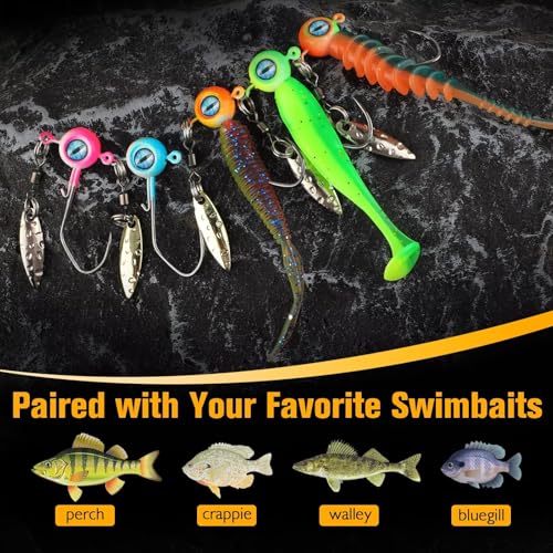 Dovesun Crappie Jig Heads for Fishing Underspin Jig Heads for Crappie Walleye Bluegill Ice Fishing 20pcs/25pcs 1/32oz, 1/16oz, 1/8oz - color: Underspin-1/8oz*20pcs