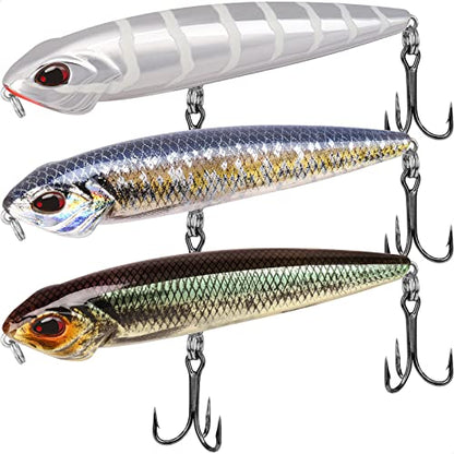 TRUSCEND Popobait Easy Catch Fishing Lures with BKK Hooks, Instant Startup, Longer Cast, Balanced Spray/Sound/Swim, Plopper Topwater Lures for Bass, Trout, Pike, Walleye, Freshwater Saltwater Fishing - color: E3-3.5",0.4oz