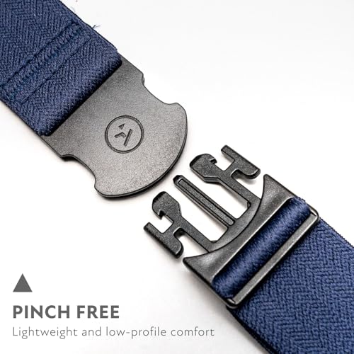 Arcade The Original Unisex Adventure Belt, Heavy Duty Elastic Webbing, Non-Metal Travel Friendly Buckle - color: Navy, size: Standard (Up to 40"); 1.5" Wide