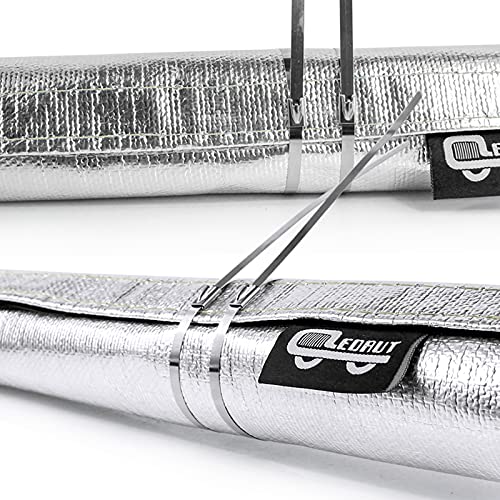 Heat Shroud Aluminized Sleeving Heat Shield Fuel line Wire Heat Sleeve 1" I.D. x 10FT with 20 Pcs 7.8Inch Stainless Steel Cable Metal Zip Ties - size: 1"I.D.x 10FT