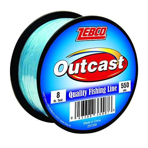 Zebco Outcast Monofilament Fishing Line, Low Memory and Stretch, High Tensile Strength - color: Blue, size: 550-Yard/8-Pound