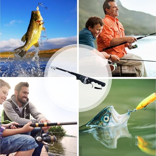 Mini Fishing Rod and Pocket Fishing Rod & Reel Combo - Collapsible Telescopic Ultra-Compact Foldable Design, 6x5.5x1.62 Inch Portable Outdoor Gear for Travel, Hiking, Backpacking