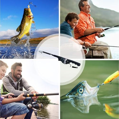 Mini Fishing Rod and Pocket Fishing Rod & Reel Combo - Collapsible Telescopic Ultra-Compact Foldable Design, 6x5.5x1.62 Inch Portable Outdoor Gear for Travel, Hiking, Backpacking
