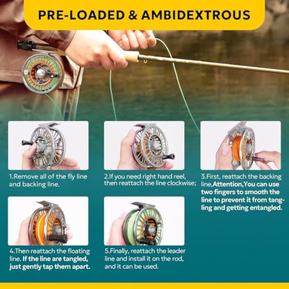 SF SF-003 Pro Fly Fishing Reel for Freshwater,CNC Precision Machining Process,Mid Arbor Design,Smooth Drag System,Lightweight Aluminum Body - size: 5/6wt, style: Gunmetal Gray Kt1