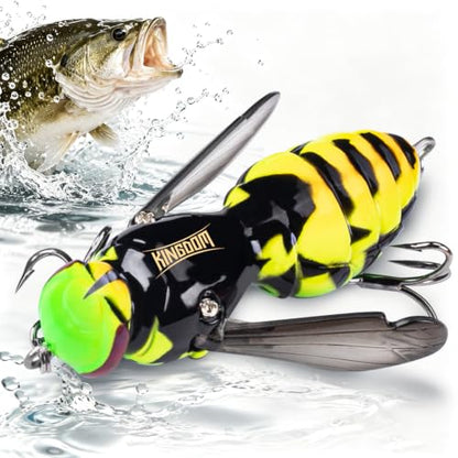 Kingdom Wasp Crawl Bait Insect Bionic Floating Fishing Lures Swimbaits Hard Artificial Baits Lure Freshwater and Saltwater Bass Carp Pike Walleye Fishing ABS Material Carbon Steel Three Book Hook - color: 01, size: 4.2g