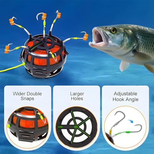 2025 New Reverse Bottom Bait Cage Fishing Hook, 360°Floating Bait Cage, Spring Baits Cages Trap Fishings Hooks, Compatible with Cubes, Pellets, Powdered-Baits for Under 27lb Fish - color: No.14: Under 27 lb