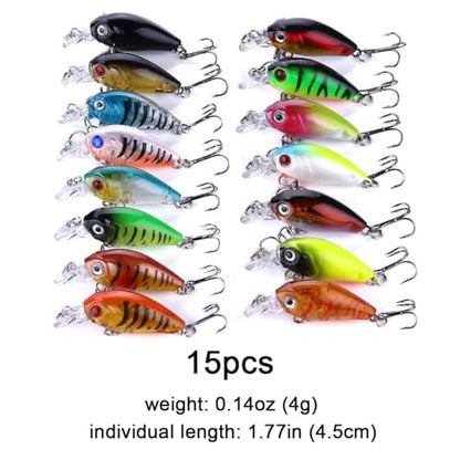 Fishing Lures Kit Minnow Popper Crank Baits Freshwater Bass Fishing Baits Set - color: DYP60PCSA