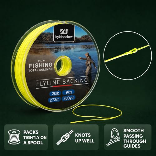 Kylebooker Fly Fishing Dacron Braided Backing Line Abrasion Resistant Trout Fly Line 20lb/30lb - color: Fluo Yellow, size: 30LB 91m/100yds
