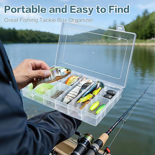 DILIBRA 2 Pack 36 Grids Large Plastic Organizer Box with Adjustable Dividers, Clear Craft Organizers Bead Organizers with Label Stickers, Compartment Container for Beads Crafts Jewelry Fishing Tackles - size: 2 Pack 72 Grids