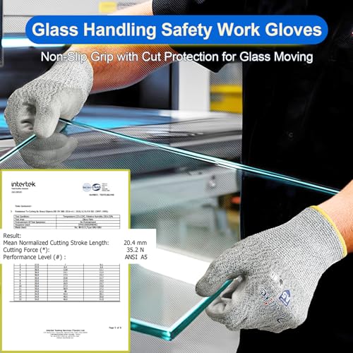 Dowellife Cut Resistant Work Gloves for Men & Women - ANSI A5 & EN388 Level 4, Breathable PU Coated, Grey Non-Marking - for Gardening, Fishing, Automotive, Construction, Wood Carving (Large, Grey) - size: Large (Pack of 12)