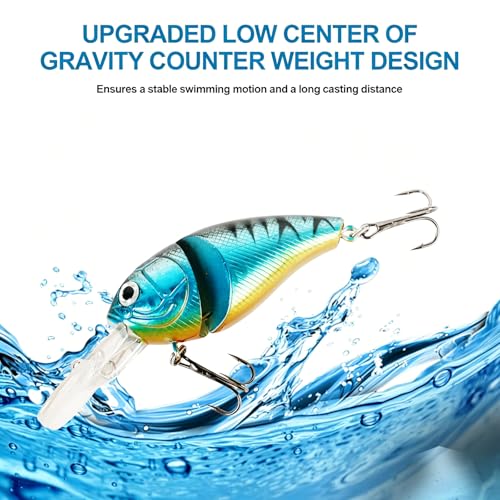 Jointed Minnow Crankbait Fishing Lure: 5pcs Jerkbait Sinking Hard Baits for Bass Trout Catfish Musky Bluegill Fishing Plug - color: 5pcs Short