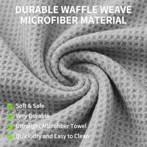 Fishing Towel with Clip,16" X 16",Waffle Pattern Effective Cleaning of Fishing Gear Accessories,Microfiber Absorbent Camping Towel for Men,Hiking Towel,Golf Towel,Grey