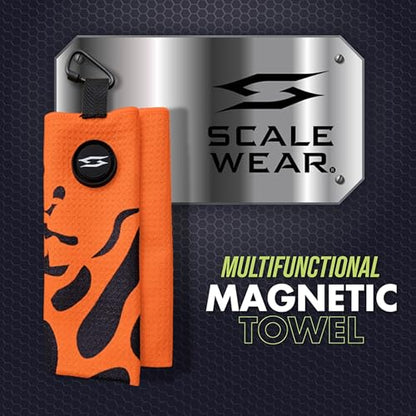 Rippit Magnetic Waffle Golf Towel – Large 16"x24" Microfiber Golf Club Ball Magnet Clip to Hang on Bag Cart Strong Premium Strength Ultra Absorbent Gear Men Gift (Rippit Orange) - color: Rippit Orange