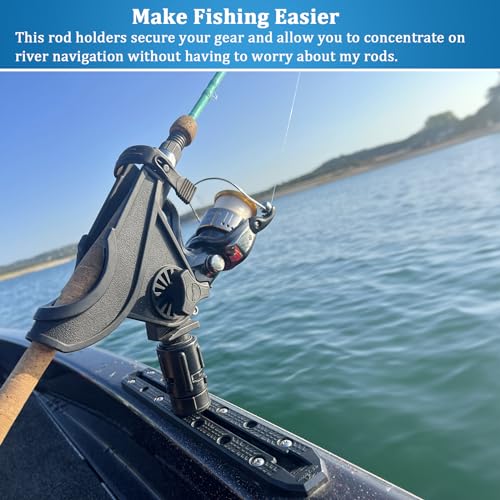 Huntury Fishing Rod Holder - No Mount Included, Compatible with Scotty Accessories, Quick-Release Strap for Spinning & Baitcaster Rods, Ideal for Kayaks, Canoes, and Small Boats, Pack of 2