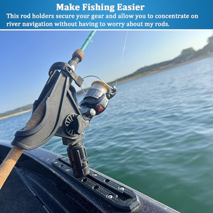 Huntury Fishing Rod Holder - No Mount Included, Compatible with Scotty Accessories, Quick-Release Strap for Spinning & Baitcaster Rods, Ideal for Kayaks, Canoes, and Small Boats, Pack of 2