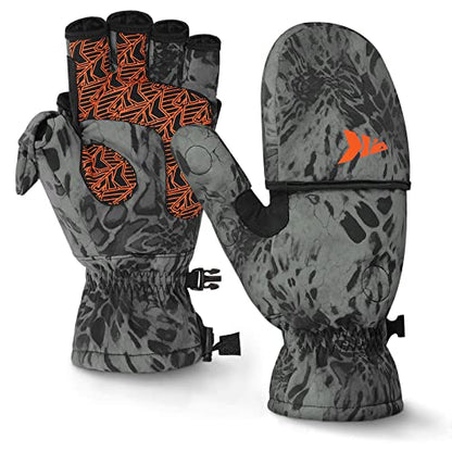 KastKing PolarBlast Convertible Ice Fishing Gloves Cold Weather Mittens and Fingerless Gloves with 3M Thinsulate Ideal for Ice Fishing, Photography - color: Blackout, size: Large
