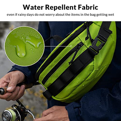 THKFISH Fishing Waist Pack, Fishing Tackle Bag Waterproof Fanny Pack for Women & Men Portable Sling Bag - color: BLACK-REGULAR