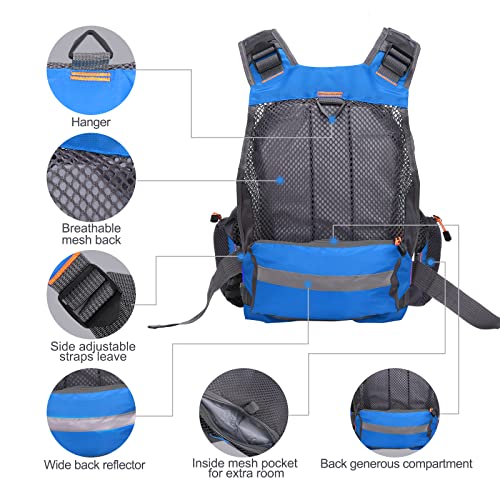 Lixada Fly Fishing Vest Fishing Jacket Breathable Polyester Mesh Design Fishing Vest - color: Blue