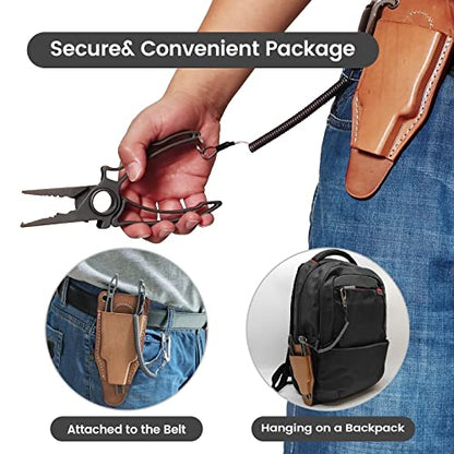 Titanium Fishing Pliers, Premium Saltwater Fishing Gear, Tungsten Cutters, Split Ring Hook Remover, Knot Tying Tool with Lanyard, Ice Fishing, Sea Fishing Kit Gifts for Men - color: Standard