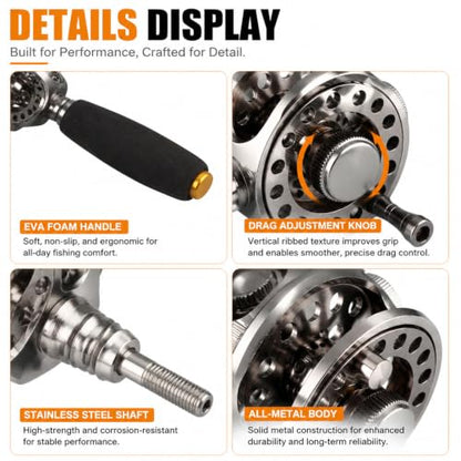 Metal Fishing Reel, 2+1 Bearings High Speed Fishing Raft Wheel with Handle Accessory for Angling Adventure