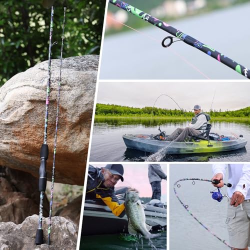 Sougayilang Fishing Rod, 2-Piece Graphite Composite Blank/Fiber Glass Spinning & Casting Rod with EVA Grip, Smooth Transition Fishing Pole - size: 6'0", style: Fiber Glass - Spinning Rod