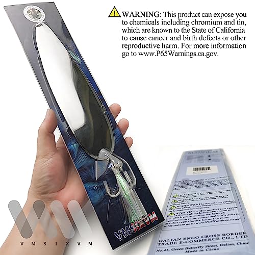 Magnum Flutter Spoon Jigging Lures, 8-9 Inch Large Hard Metal Sinking Trolling Casting Striper Fishing Spoon Baits for Striped Bass, Salmon, Walleye, Saltwater, Freshwater, Deep Sea Fishing - color: Classic - Silver Large Spoon, size: A - 8" Classic - 3.7