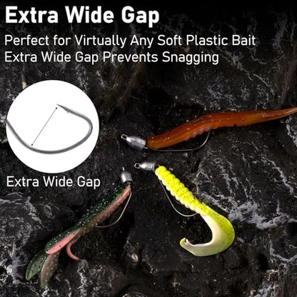Dr.Fish 20 Pack Texas Jig Head with EWG Hooks, Swinging Bullet Jigs Bass Fishing Worm Hooks Bullet Sinker Wide Gap Hook - size: 1/8oz(#1)