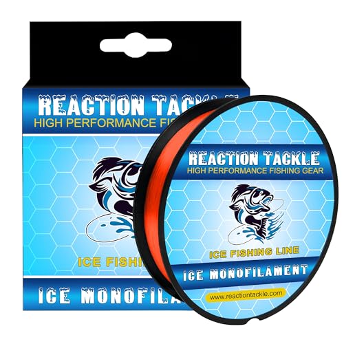 Reaction Tackle Ice Monofilament Fishing Line - High Performance Ice Fishing Line with Low Memory, High Abrasion Resistance, Freezing-Resistant - Strong and Sensitive 1000 Yard Spool Mono Line - color: Neon Orange, size: 3LB (1000 yards)